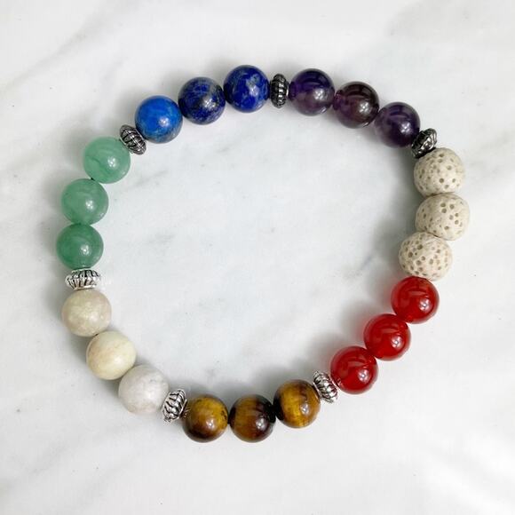 Aromatherapy Lava Stone Handmade Beaded Bracelet - Picture 4 of 6